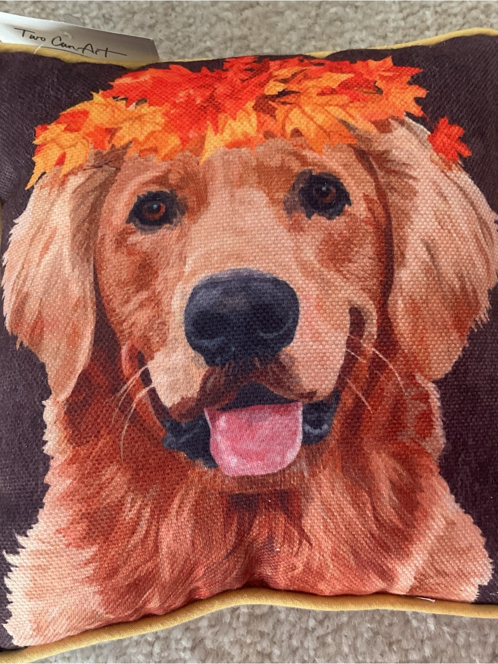 NWT Small Fall Theme Golden Retriever Accent Pillow